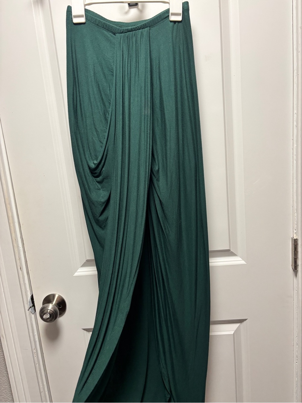 Women's Green Draped Maxi Skirt